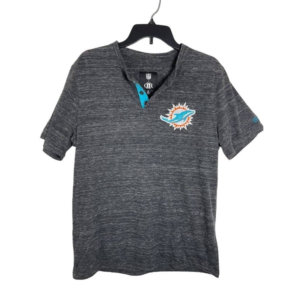 Miami Dolphins Mens T-Shirt Short Sleeve NFL Football Heathered Grey Tee Medium